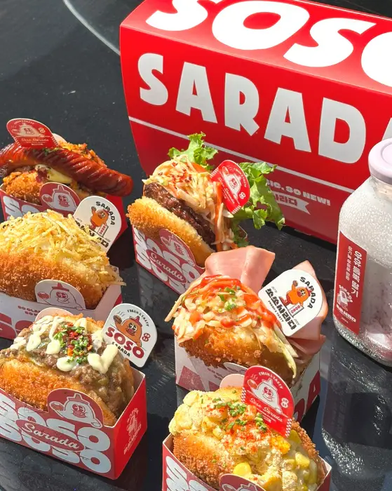 다양한 종류의 사라다빵 클로즈업