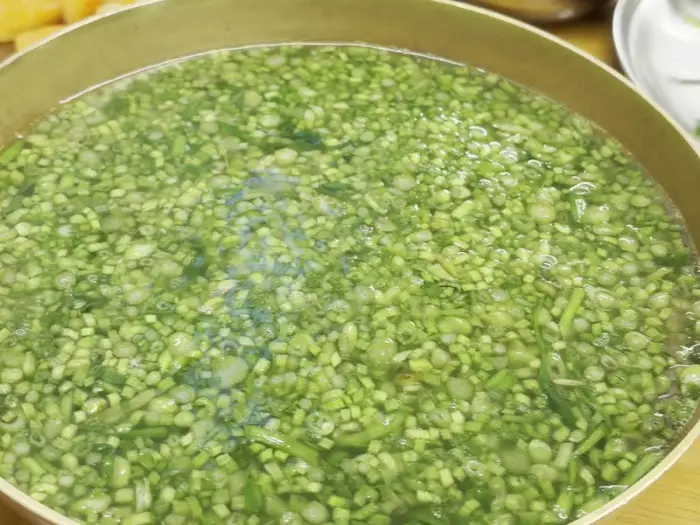 미나리 곰탕 국물 클로즈업