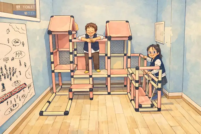 아이들이 놀 수 있는 놀이방 시설.