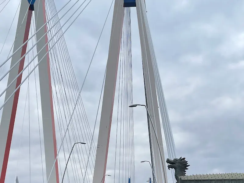 카페에서 바라본 진도대교의 웅장한 모습