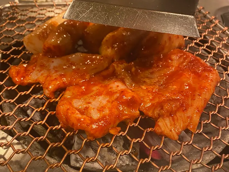 양념 곱창이 구워지는 모습