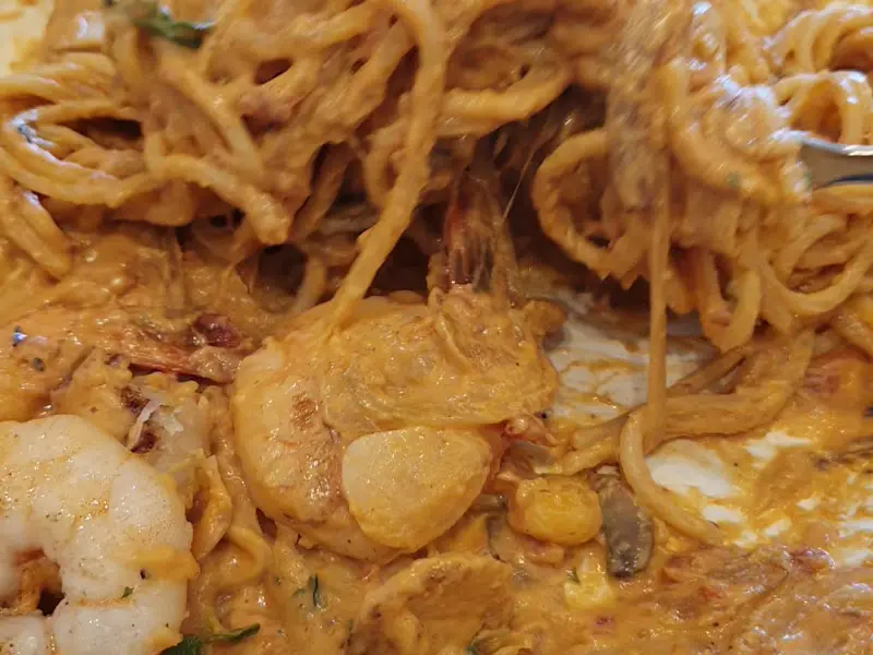 청양베이컨 파스타 근접샷