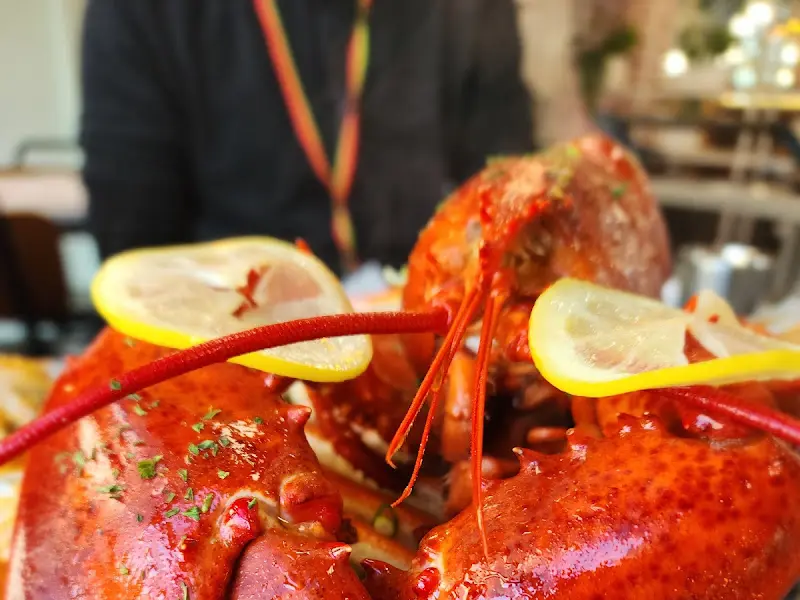 레몬 슬라이스가 올려진 랍스터