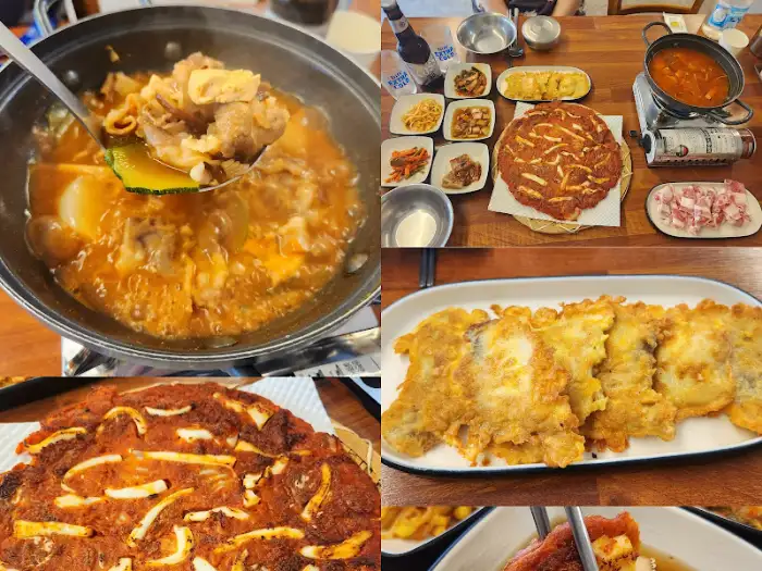 다양한 전 요리 사진 (통새우미나리전 포함)