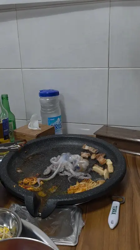 꿈틀거리는 산낙지