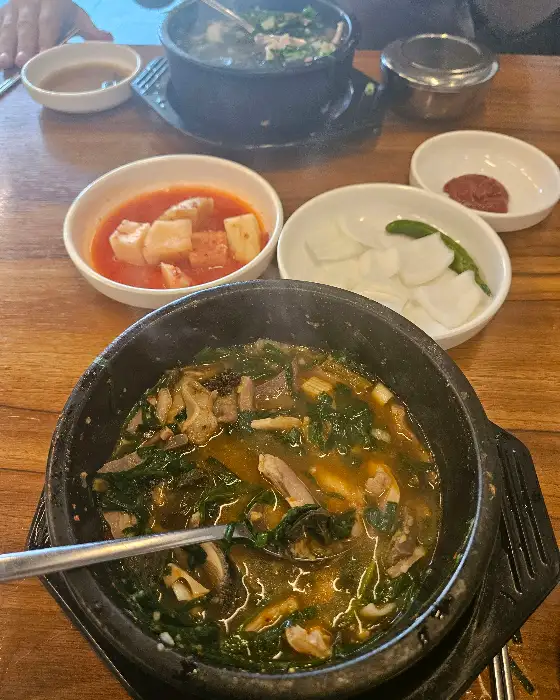 테이블에 차려진 여러 음식들
