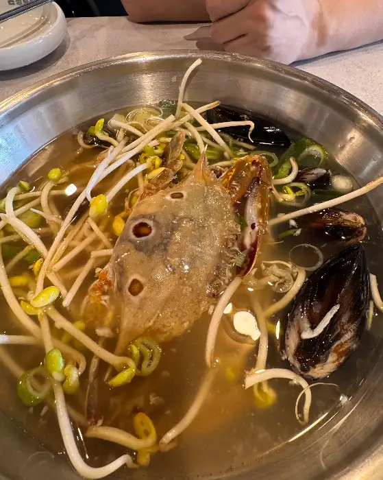 해물칼국수에 들어있는 신선한 해물