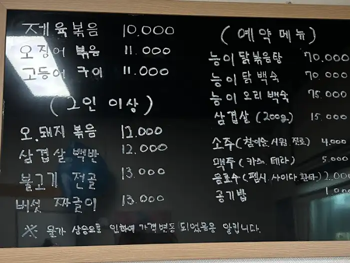 수라상 메뉴판