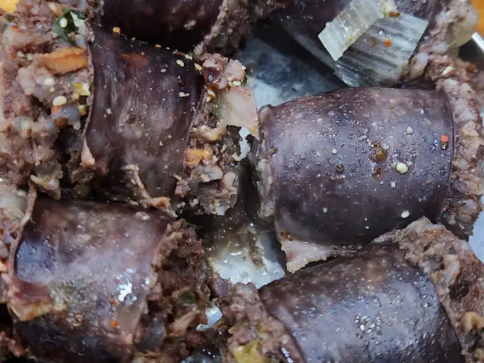 가까이에서 본 순대의 단면