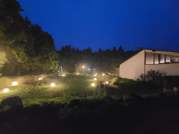 밤의 정원 산책로