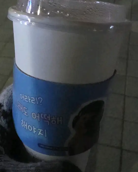 HIO COFFEE 컵 홀더에 적힌 문구