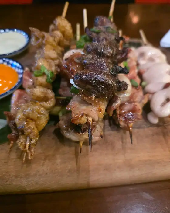 다양한 종류의 야키토리 꼬치