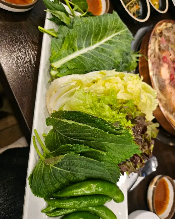 다양한 쌈 채소의 클로즈업