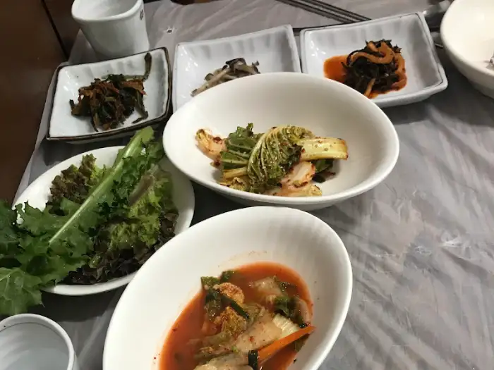신선한 쌈 채소와 겉절이, 그리고 갓김치