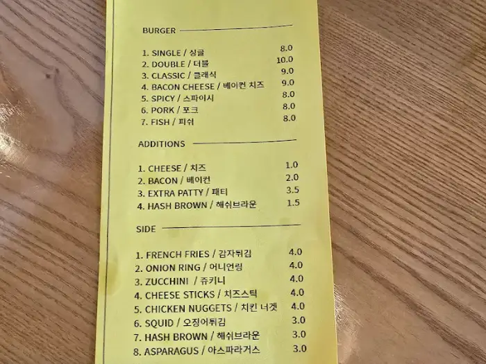 버거 메뉴판