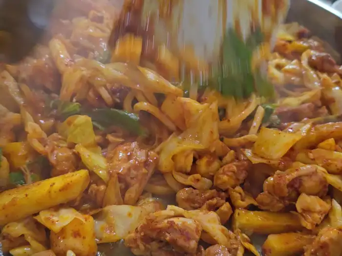 잘 익은 닭갈비 클로즈업