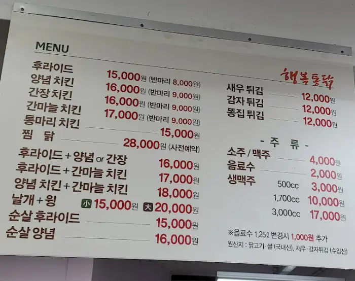 메뉴판