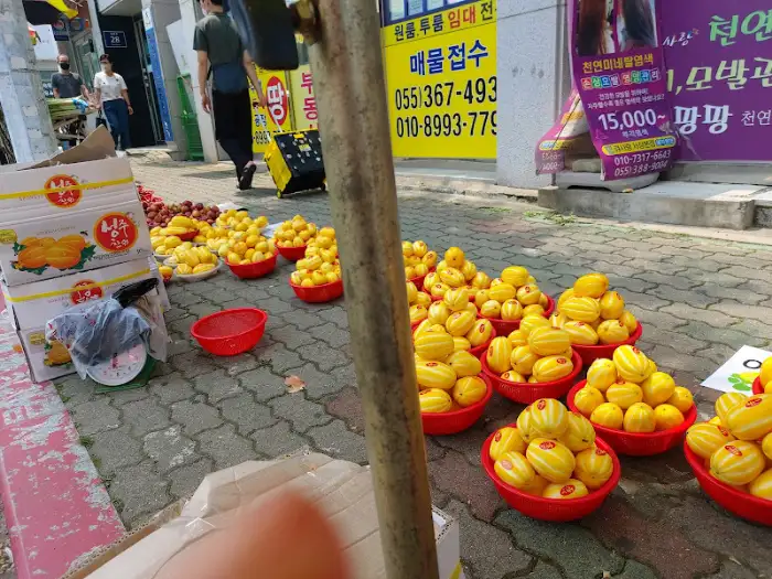 과일 좌판의 다양한 모습