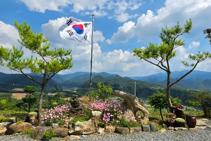 단양 시즌 뷰의 탁 트인 산과 남한강이 보이는 풍경
