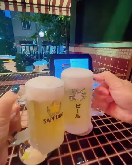 시원하게 준비된 숯토리 광주수완직영점의 하이볼과 맥주