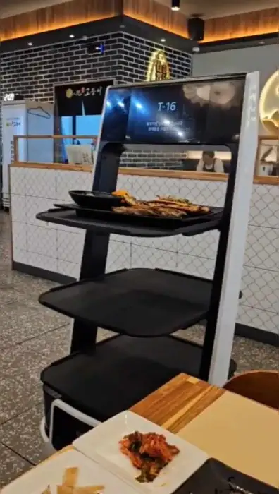 음식을 서빙하는 로봇의 모습