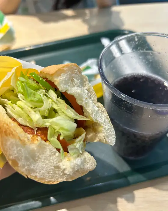 신선한 채소로 가득 찬 써브웨이 샌드위치 단면